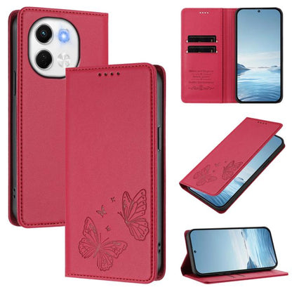 Strong Magnetic Dual Butterfly RFID Vegan Leather Phone Case, For Tecno Spark 30 5G / Pova 6 Neo 5G, For Tecno Pova 6 Neo 5G / Spark 30 5G, For Tecno Spark 30 Pro, For Tecno Spark 30 4G, For Tecno Spark 30C, For Tecno Spark 20 Pro 5G                   ...