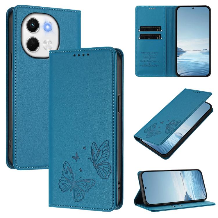 Strong Magnetic Dual Butterfly RFID Vegan Leather Phone Case, For Tecno Spark 30 5G / Pova 6 Neo 5G, For Tecno Pova 6 Neo 5G / Spark 30 5G, For Tecno Spark 30 Pro, For Tecno Spark 30 4G, For Tecno Spark 30C, For Tecno Spark 20 Pro 5G                   ...