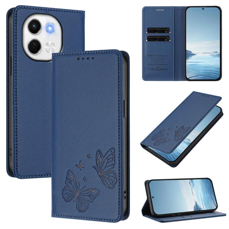 Strong Magnetic Dual Butterfly RFID Vegan Leather Phone Case, For Tecno Spark 30 5G / Pova 6 Neo 5G, For Tecno Pova 6 Neo 5G / Spark 30 5G, For Tecno Spark 30 Pro, For Tecno Spark 30 4G, For Tecno Spark 30C, For Tecno Spark 20 Pro 5G                   ...