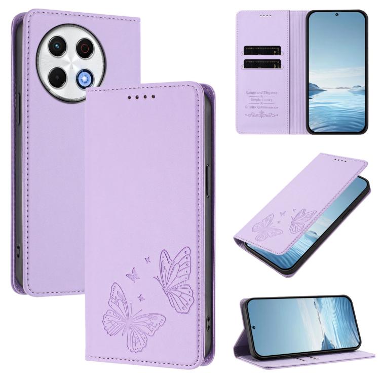 Strong Magnetic Dual Butterfly RFID Vegan Leather Phone Case, For Tecno Spark 30 5G / Pova 6 Neo 5G, For Tecno Pova 6 Neo 5G / Spark 30 5G, For Tecno Spark 30 Pro, For Tecno Spark 30 4G, For Tecno Spark 30C, For Tecno Spark 20 Pro 5G                   ...