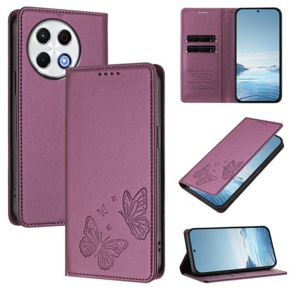 Strong Magnetic Dual Butterfly RFID Vegan Leather Phone Case, For Tecno Spark 30 5G / Pova 6 Neo 5G, For Tecno Pova 6 Neo 5G / Spark 30 5G, For Tecno Spark 30 Pro, For Tecno Spark 30 4G, For Tecno Spark 30C, For Tecno Spark 20 Pro 5G                   ...