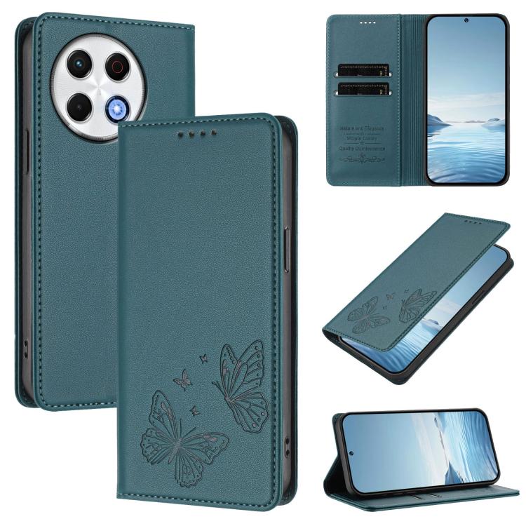 Strong Magnetic Dual Butterfly RFID Vegan Leather Phone Case, For Tecno Spark 30 5G / Pova 6 Neo 5G, For Tecno Pova 6 Neo 5G / Spark 30 5G, For Tecno Spark 30 Pro, For Tecno Spark 30 4G, For Tecno Spark 30C, For Tecno Spark 20 Pro 5G                   ...