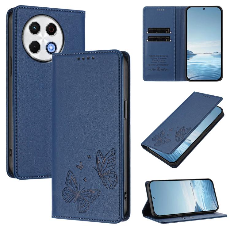 Strong Magnetic Dual Butterfly RFID Vegan Leather Phone Case, For Tecno Spark 30 5G / Pova 6 Neo 5G, For Tecno Pova 6 Neo 5G / Spark 30 5G, For Tecno Spark 30 Pro, For Tecno Spark 30 4G, For Tecno Spark 30C, For Tecno Spark 20 Pro 5G                   ...