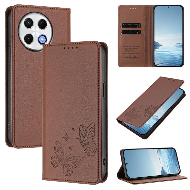 Strong Magnetic Dual Butterfly RFID Vegan Leather Phone Case, For Tecno Spark 30 5G / Pova 6 Neo 5G, For Tecno Pova 6 Neo 5G / Spark 30 5G, For Tecno Spark 30 Pro, For Tecno Spark 30 4G, For Tecno Spark 30C, For Tecno Spark 20 Pro 5G                   ...