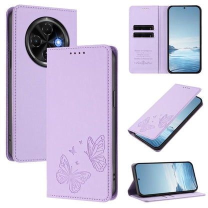 Strong Magnetic Dual Butterfly RFID Vegan Leather Phone Case, For Tecno Spark 30 5G / Pova 6 Neo 5G, For Tecno Pova 6 Neo 5G / Spark 30 5G, For Tecno Spark 30 Pro, For Tecno Spark 30 4G, For Tecno Spark 30C, For Tecno Spark 20 Pro 5G                   ...