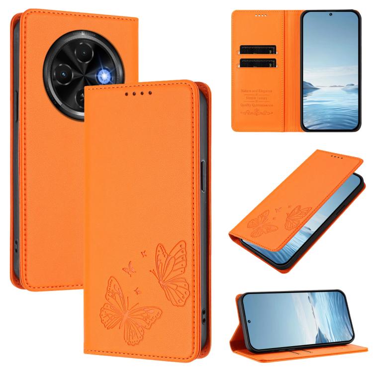 Strong Magnetic Dual Butterfly RFID Vegan Leather Phone Case, For Tecno Spark 30 5G / Pova 6 Neo 5G, For Tecno Pova 6 Neo 5G / Spark 30 5G, For Tecno Spark 30 Pro, For Tecno Spark 30 4G, For Tecno Spark 30C, For Tecno Spark 20 Pro 5G                   ...