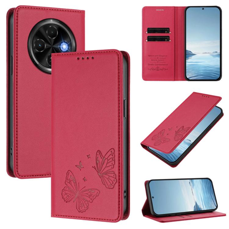 Strong Magnetic Dual Butterfly RFID Vegan Leather Phone Case, For Tecno Spark 30 5G / Pova 6 Neo 5G, For Tecno Pova 6 Neo 5G / Spark 30 5G, For Tecno Spark 30 Pro, For Tecno Spark 30 4G, For Tecno Spark 30C, For Tecno Spark 20 Pro 5G                   ...