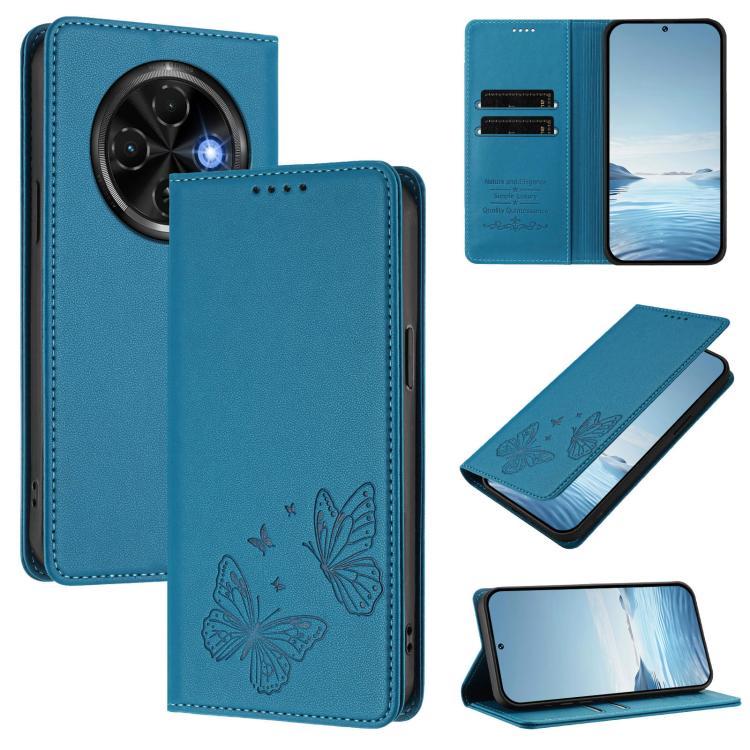 Strong Magnetic Dual Butterfly RFID Vegan Leather Phone Case, For Tecno Spark 30 5G / Pova 6 Neo 5G, For Tecno Pova 6 Neo 5G / Spark 30 5G, For Tecno Spark 30 Pro, For Tecno Spark 30 4G, For Tecno Spark 30C, For Tecno Spark 20 Pro 5G                   ...
