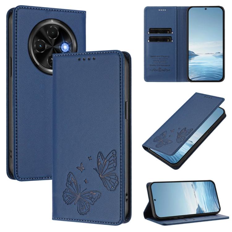 Strong Magnetic Dual Butterfly RFID Vegan Leather Phone Case, For Tecno Spark 30 5G / Pova 6 Neo 5G, For Tecno Pova 6 Neo 5G / Spark 30 5G, For Tecno Spark 30 Pro, For Tecno Spark 30 4G, For Tecno Spark 30C, For Tecno Spark 20 Pro 5G                   ...