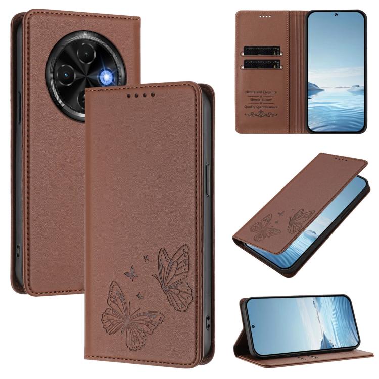 Strong Magnetic Dual Butterfly RFID Vegan Leather Phone Case, For Tecno Spark 30 5G / Pova 6 Neo 5G, For Tecno Pova 6 Neo 5G / Spark 30 5G, For Tecno Spark 30 Pro, For Tecno Spark 30 4G, For Tecno Spark 30C, For Tecno Spark 20 Pro 5G                   ...