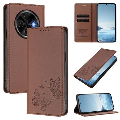 Strong Magnetic Dual Butterfly RFID Vegan Leather Phone Case, For Tecno Spark 30 5G / Pova 6 Neo 5G, For Tecno Pova 6 Neo 5G / Spark 30 5G, For Tecno Spark 30 Pro, For Tecno Spark 30 4G, For Tecno Spark 30C, For Tecno Spark 20 Pro 5G                   ...