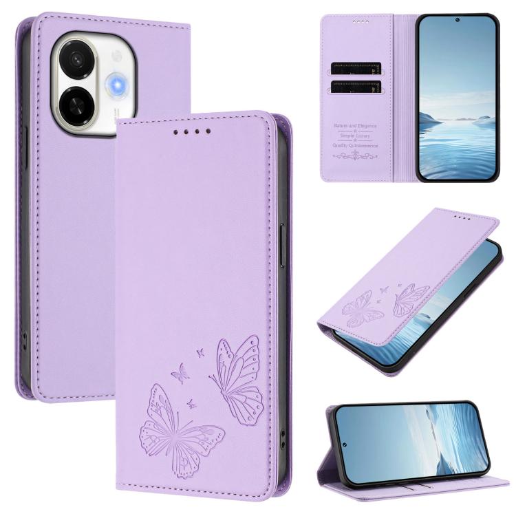 Strong Magnetic Dual Butterfly RFID Vegan Leather Phone Case, For Tecno Spark 40 Pro 4G, For Tecno Spark 40 4G, For Tecno Pova 7 Ultra 5G, For Tecno Pop 9 4G / Spark Go 1 / Spark Go 1S, For Tecno Camon 40 Pro 4G, For Tecno Camon 40 Premier             ...