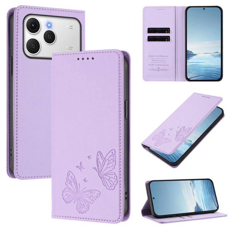 Strong Magnetic Dual Butterfly RFID Vegan Leather Phone Case, For Tecno Spark 40 Pro 4G, For Tecno Spark 40 4G, For Tecno Pova 7 Ultra 5G, For Tecno Pop 9 4G / Spark Go 1 / Spark Go 1S, For Tecno Camon 40 Pro 4G, For Tecno Camon 40 Premier             ...