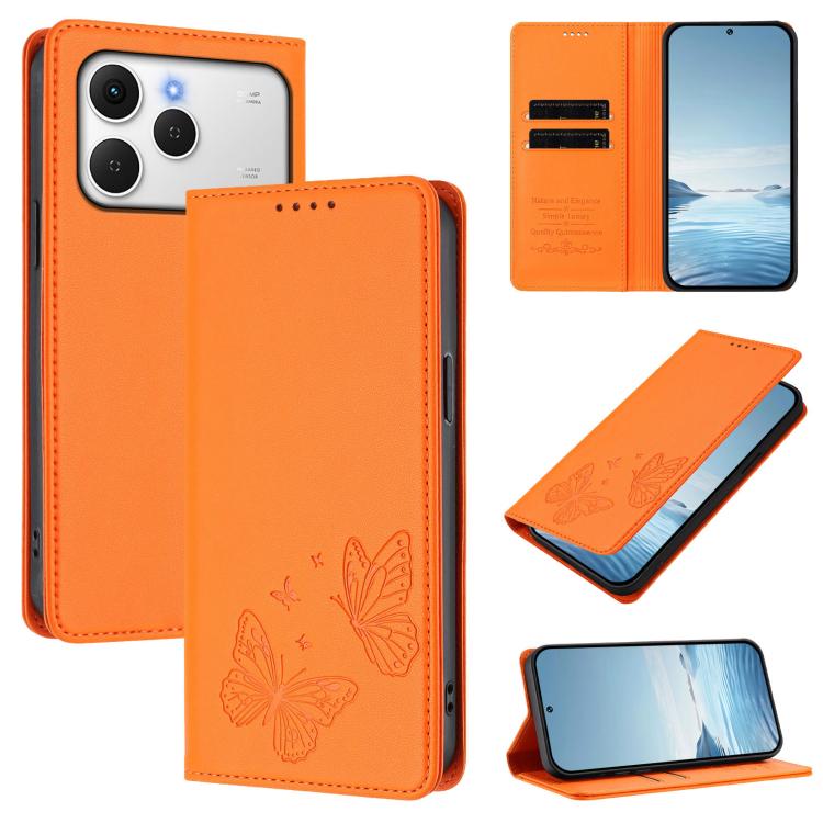 Strong Magnetic Dual Butterfly RFID Vegan Leather Phone Case, For Tecno Spark 40 Pro 4G, For Tecno Spark 40 4G, For Tecno Pova 7 Ultra 5G, For Tecno Pop 9 4G / Spark Go 1 / Spark Go 1S, For Tecno Camon 40 Pro 4G, For Tecno Camon 40 Premier             ...