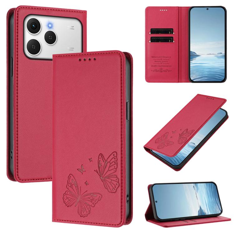 Strong Magnetic Dual Butterfly RFID Vegan Leather Phone Case, For Tecno Spark 40 Pro 4G, For Tecno Spark 40 4G, For Tecno Pova 7 Ultra 5G, For Tecno Pop 9 4G / Spark Go 1 / Spark Go 1S, For Tecno Camon 40 Pro 4G, For Tecno Camon 40 Premier             ...