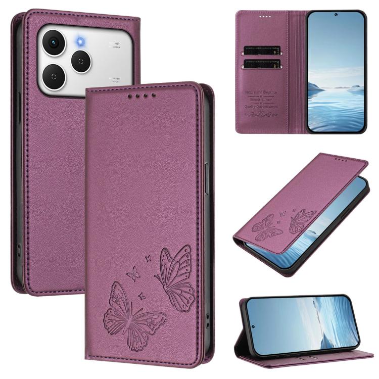 Strong Magnetic Dual Butterfly RFID Vegan Leather Phone Case, For Tecno Spark 40 Pro 4G, For Tecno Spark 40 4G, For Tecno Pova 7 Ultra 5G, For Tecno Pop 9 4G / Spark Go 1 / Spark Go 1S, For Tecno Camon 40 Pro 4G, For Tecno Camon 40 Premier             ...