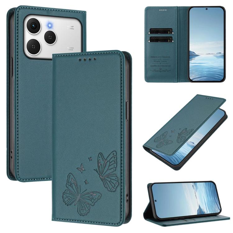 Strong Magnetic Dual Butterfly RFID Vegan Leather Phone Case, For Tecno Spark 40 Pro 4G, For Tecno Spark 40 4G, For Tecno Pova 7 Ultra 5G, For Tecno Pop 9 4G / Spark Go 1 / Spark Go 1S, For Tecno Camon 40 Pro 4G, For Tecno Camon 40 Premier             ...