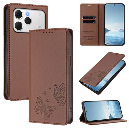 Strong Magnetic Dual Butterfly RFID Vegan Leather Phone Case, For Tecno Spark 40 Pro 4G, For Tecno Spark 40 4G, For Tecno Pova 7 Ultra 5G, For Tecno Pop 9 4G / Spark Go 1 / Spark Go 1S, For Tecno Camon 40 Pro 4G, For Tecno Camon 40 Premier             ...