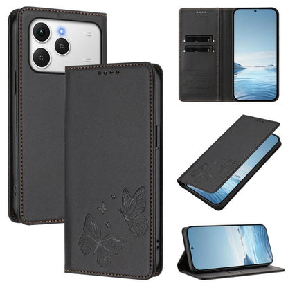 Strong Magnetic Dual Butterfly RFID Vegan Leather Phone Case, For Tecno Spark 40 Pro 4G, For Tecno Spark 40 4G, For Tecno Pova 7 Ultra 5G, For Tecno Pop 9 4G / Spark Go 1 / Spark Go 1S, For Tecno Camon 40 Pro 4G, For Tecno Camon 40 Premier             ...