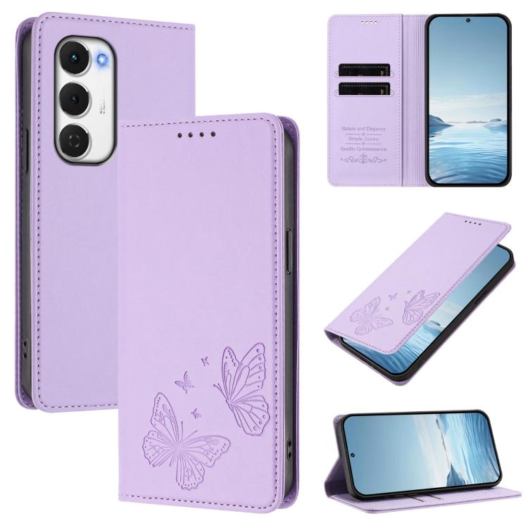 Strong Magnetic Dual Butterfly RFID Vegan Leather Phone Case, For Tecno Camon 50 Pro 4G, For Tecno Camon 50 4G, For Tecno Spark Go 3, For Tecno Spark Go 5G 2025 / Spark 40 5G, For Tecno Pova Slim / Tecno Spark Slim, For Tecno Spark 40C                 ...