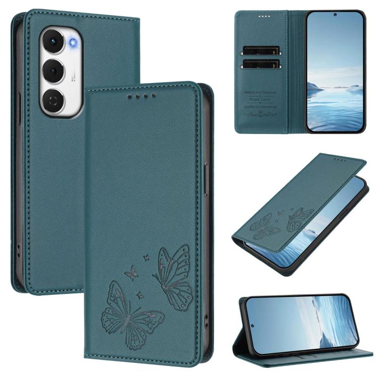Strong Magnetic Dual Butterfly RFID Vegan Leather Phone Case, For Tecno Camon 50 Pro 4G, For Tecno Camon 50 4G, For Tecno Spark Go 3, For Tecno Spark Go 5G 2025 / Spark 40 5G, For Tecno Pova Slim / Tecno Spark Slim, For Tecno Spark 40C                 ...
