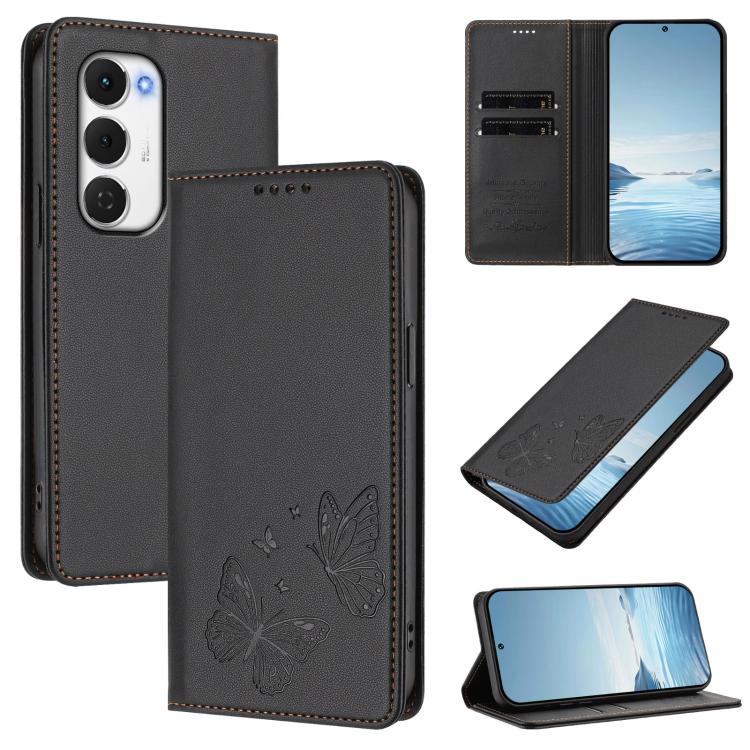 Strong Magnetic Dual Butterfly RFID Vegan Leather Phone Case, For Tecno Camon 50 Pro 4G, For Tecno Camon 50 4G, For Tecno Spark Go 3, For Tecno Spark Go 5G 2025 / Spark 40 5G, For Tecno Pova Slim / Tecno Spark Slim, For Tecno Spark 40C                 ...