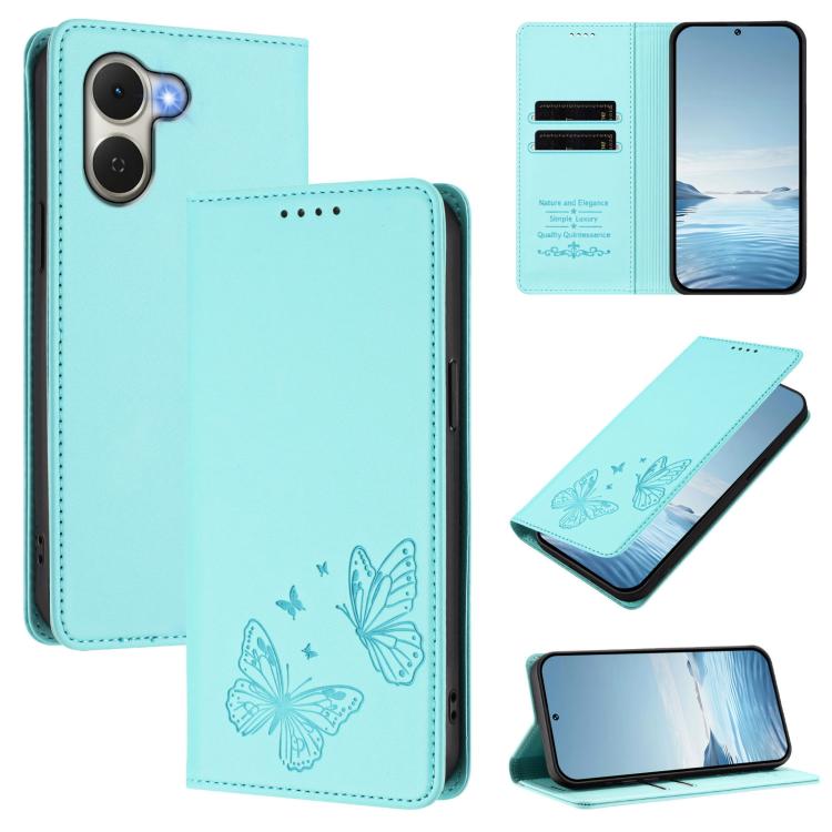 Strong Magnetic Dual Butterfly RFID Vegan Leather Phone Case, For Tecno Camon 50 Pro 4G, For Tecno Camon 50 4G, For Tecno Spark Go 3, For Tecno Spark Go 5G 2025 / Spark 40 5G, For Tecno Pova Slim / Tecno Spark Slim, For Tecno Spark 40C                 ...