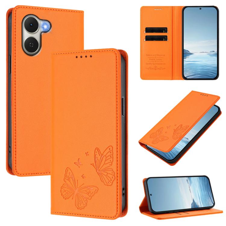 Strong Magnetic Dual Butterfly RFID Vegan Leather Phone Case, For Tecno Camon 50 Pro 4G, For Tecno Camon 50 4G, For Tecno Spark Go 3, For Tecno Spark Go 5G 2025 / Spark 40 5G, For Tecno Pova Slim / Tecno Spark Slim, For Tecno Spark 40C                 ...