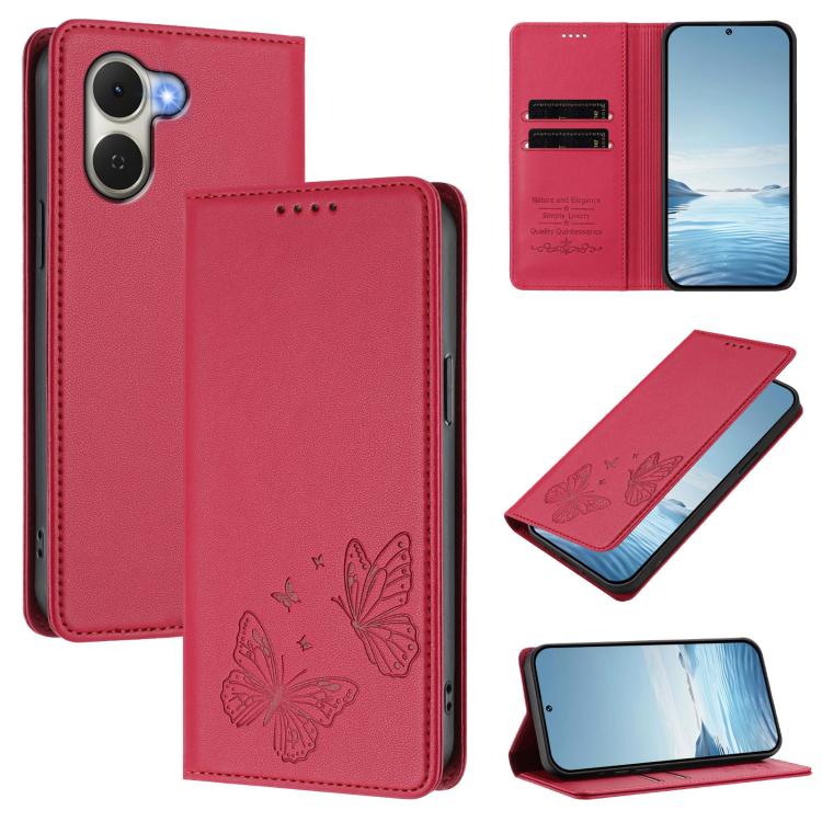 Strong Magnetic Dual Butterfly RFID Vegan Leather Phone Case, For Tecno Camon 50 Pro 4G, For Tecno Camon 50 4G, For Tecno Spark Go 3, For Tecno Spark Go 5G 2025 / Spark 40 5G, For Tecno Pova Slim / Tecno Spark Slim, For Tecno Spark 40C                 ...