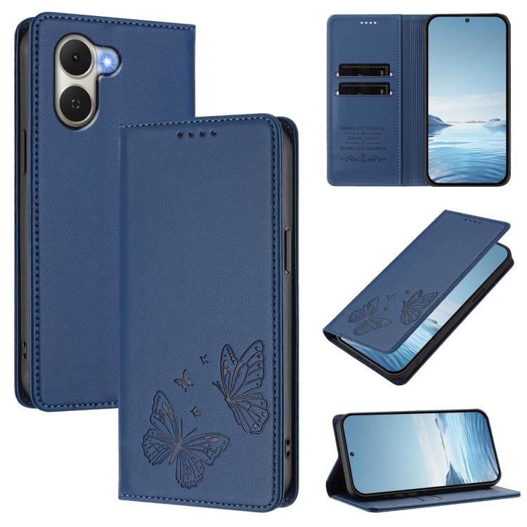 Strong Magnetic Dual Butterfly RFID Vegan Leather Phone Case, For Tecno Camon 50 Pro 4G, For Tecno Camon 50 4G, For Tecno Spark Go 3, For Tecno Spark Go 5G 2025 / Spark 40 5G, For Tecno Pova Slim / Tecno Spark Slim, For Tecno Spark 40C                 ...