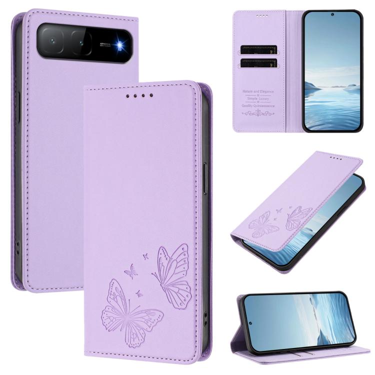 Strong Magnetic Dual Butterfly RFID Vegan Leather Phone Case, For Tecno Camon 50 Pro 4G, For Tecno Camon 50 4G, For Tecno Spark Go 3, For Tecno Spark Go 5G 2025 / Spark 40 5G, For Tecno Pova Slim / Tecno Spark Slim, For Tecno Spark 40C                 ...