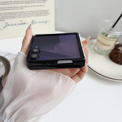 Integrated Magnetic Axis Solid Color Leather Texture Phone Case with Magnetic Ring, For Samsung Galaxy Z Flip7