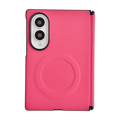 Integrated Magnetic Axis Solid Color Leather Texture Phone Case with Magnetic Ring, For Galaxy Z Fold8 5G, For Samsung Galaxy Z Flip7