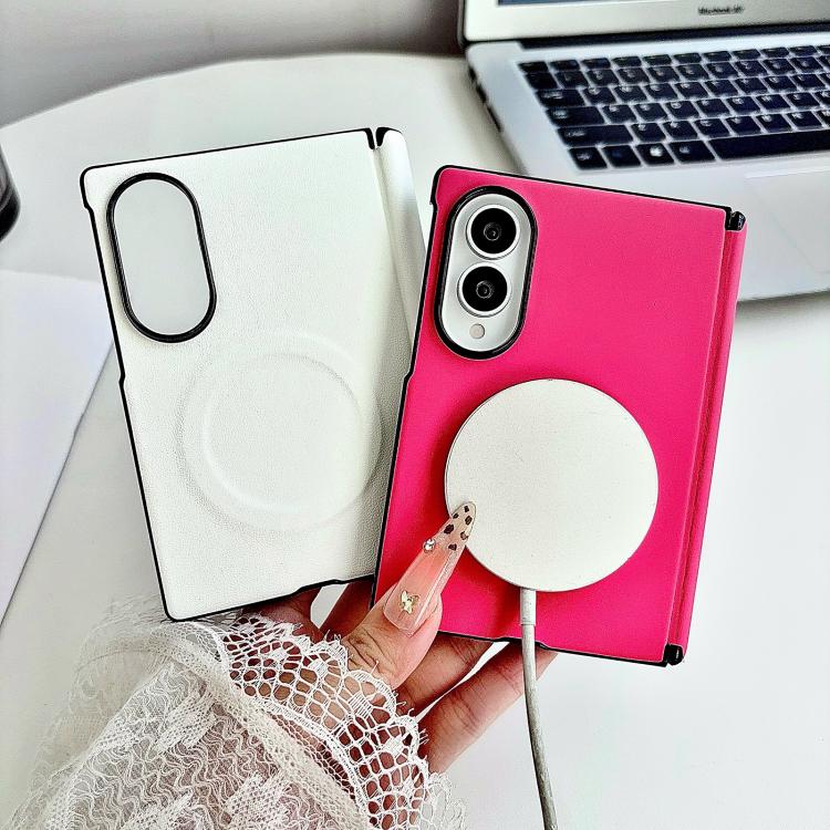 Integrated Magnetic Axis Solid Color Leather Texture Phone Case with Magnetic Ring, For Galaxy Z Fold8 5G, For Samsung Galaxy Z Flip7