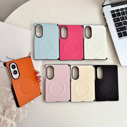 Integrated Magnetic Axis Solid Color Leather Texture Phone Case with Magnetic Ring, For Galaxy Z Fold8 5G, For Samsung Galaxy Z Flip7