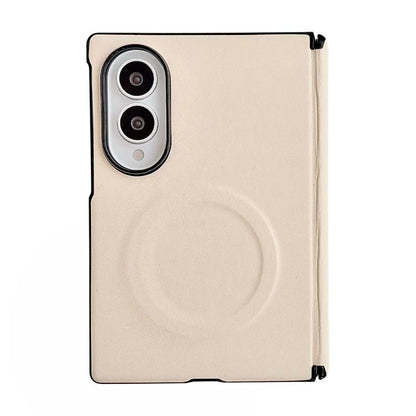 Integrated Magnetic Axis Solid Color Leather Texture Phone Case with Magnetic Ring, For Galaxy Z Fold8 5G, For Samsung Galaxy Z Flip7