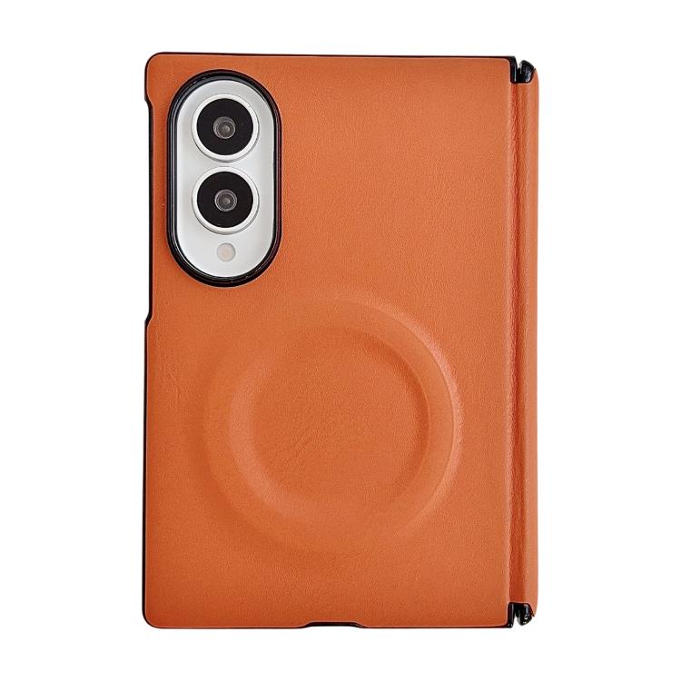 Integrated Magnetic Axis Solid Color Leather Texture Phone Case with Magnetic Ring, For Galaxy Z Fold8 5G, For Samsung Galaxy Z Flip7