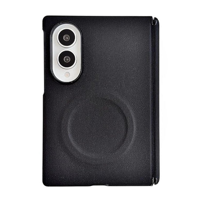 Integrated Magnetic Axis Solid Color Leather Texture Phone Case with Magnetic Ring, For Galaxy Z Fold8 5G, For Samsung Galaxy Z Flip7