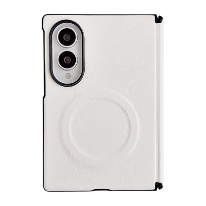 Integrated Magnetic Axis Solid Color Leather Texture Phone Case with Magnetic Ring, For Galaxy Z Fold8 5G, For Samsung Galaxy Z Flip7