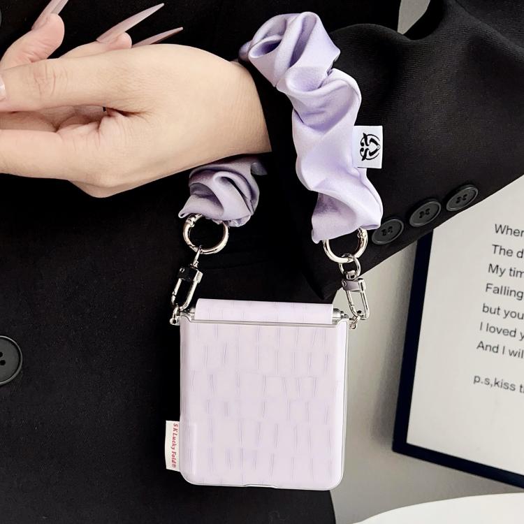 Crocodile Pattern Side Buckle PC Phone Case with DIY Fabric Chain, For Samsung Galaxy Z Flip6 5G / Flip7 FE, For Samsung Galaxy Z Flip7 5G, For Samsung Galaxy Z Flip5 5G