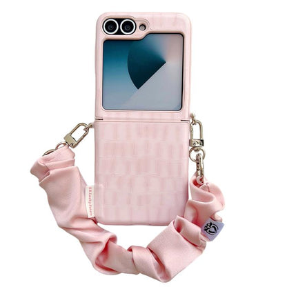 Crocodile Pattern Side Buckle PC Phone Case with DIY Fabric Chain, For Samsung Galaxy Z Flip6 5G / Flip7 FE, For Samsung Galaxy Z Flip7 5G, For Samsung Galaxy Z Flip5 5G