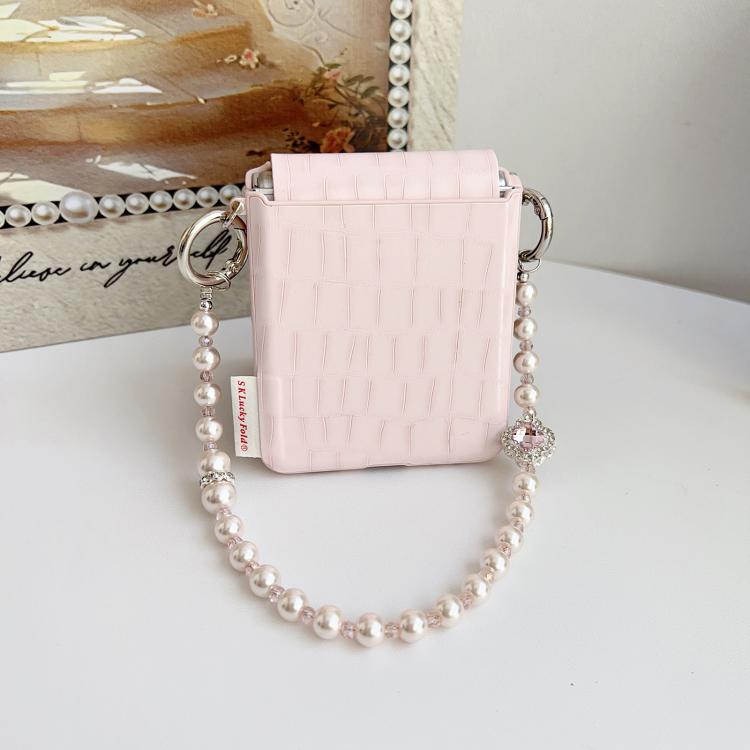 Crocodile Pattern Side Buckle PC Phone Case with DIY Bead Chain, For Samsung Galaxy Z Flip6 5G / Flip7 FE, For Samsung Galaxy Z Flip7 5G, For Samsung Galaxy Z Flip5 5G