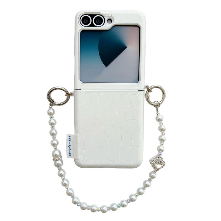 Crocodile Pattern Side Buckle PC Phone Case with DIY Bead Chain, For Samsung Galaxy Z Flip6 5G / Flip7 FE, For Samsung Galaxy Z Flip7 5G, For Samsung Galaxy Z Flip5 5G