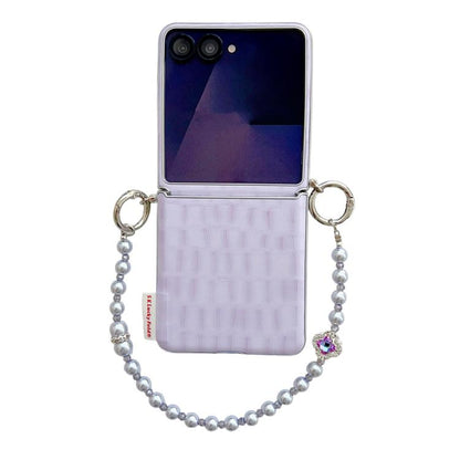 Crocodile Pattern Side Buckle PC Phone Case with DIY Bead Chain, For Samsung Galaxy Z Flip6 5G / Flip7 FE, For Samsung Galaxy Z Flip7 5G, For Samsung Galaxy Z Flip5 5G