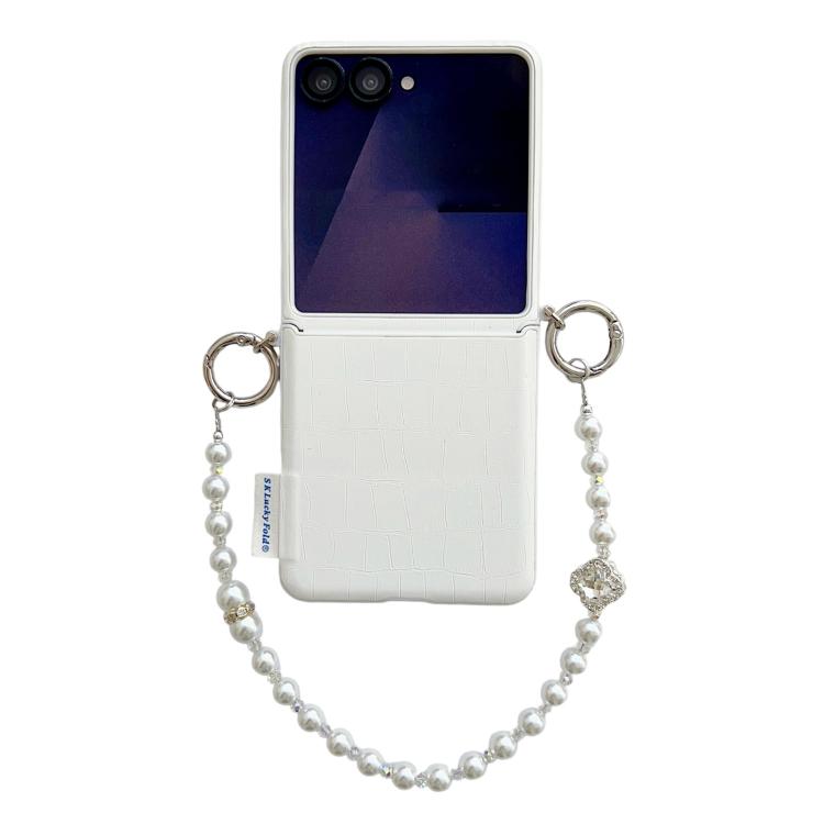 Crocodile Pattern Side Buckle PC Phone Case with DIY Bead Chain, For Samsung Galaxy Z Flip6 5G / Flip7 FE, For Samsung Galaxy Z Flip7 5G, For Samsung Galaxy Z Flip5 5G