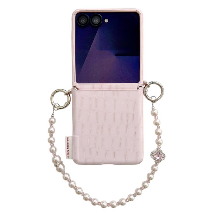 Crocodile Pattern Side Buckle PC Phone Case with DIY Bead Chain, For Samsung Galaxy Z Flip6 5G / Flip7 FE, For Samsung Galaxy Z Flip7 5G, For Samsung Galaxy Z Flip5 5G