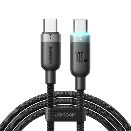 كابل بيانات وشحن سريع من النوع C إلى النوع C من سلسلة JOYROOM S-A63 StarWay بطول 1.2 متر وقوة 100 واط، مزود بخاصية إيقاف التشغيل التلقائي.