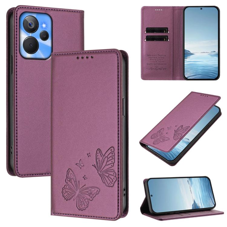 Strong Magnetic Dual Butterfly RFID Vegan Leather Phone Case, For Realme C53 / C53 India / C51 / Note 50, For Realme 11 5G / 11x / C67 5G / Narzo 60x, For Realme 11 4G, For Realme GT5 / GT5 240W, For Realme Narzo 60 Pro, For Realme C65 4G              ...
