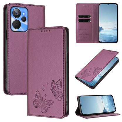 Strong Magnetic Dual Butterfly RFID Vegan Leather Phone Case, For Realme C53 / C53 India / C51 / Note 50, For Realme 11 5G / 11x / C67 5G / Narzo 60x, For Realme 11 4G, For Realme GT5 / GT5 240W, For Realme Narzo 60 Pro, For Realme C65 4G              ...