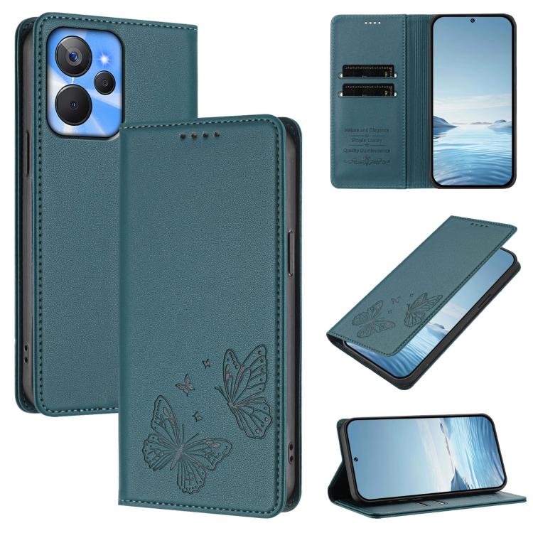 Strong Magnetic Dual Butterfly RFID Vegan Leather Phone Case, For Realme C53 / C53 India / C51 / Note 50, For Realme 11 5G / 11x / C67 5G / Narzo 60x, For Realme 11 4G, For Realme GT5 / GT5 240W, For Realme Narzo 60 Pro, For Realme C65 4G              ...